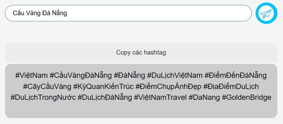 Ví dụ tạo hashtag