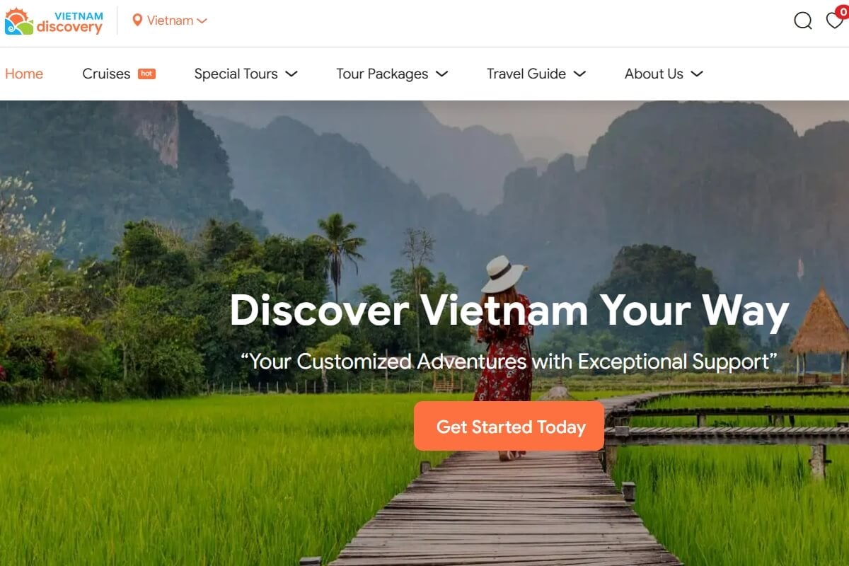 Screenshot from Vietnam Discovery website